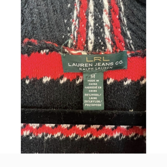 Ralph Lauren Cardigan Black Stripe Long Sleeve Open Front Wool Sweater - Picture 4 of 4